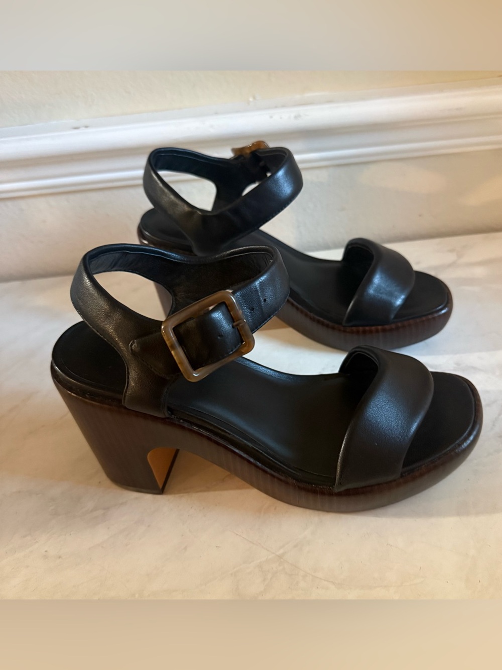 Vince Noelle Leather Platform Block Heel Sandals - Picture 3 of 8